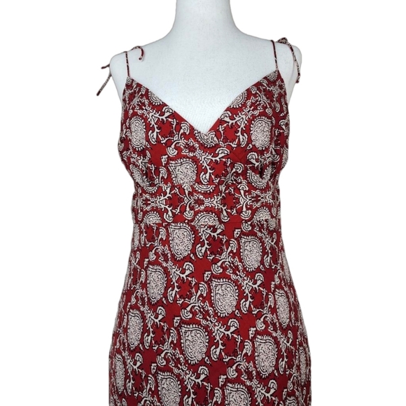 Y2K Vtg J. Crew 100% Silk Empire Waist Top Tie Spaghetti Strap Slip Midi Dress 8 - Picture 2 of 10